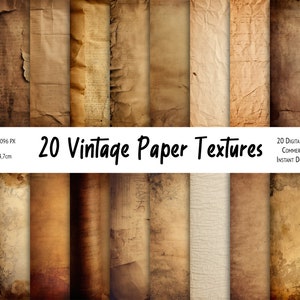 20 Vintage Paper Textures, Antique Distressed Aged Paper Backgrounds - Digital Printable Scrapbook Paper - Commercial Use, Instant Download