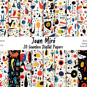 Miró Digital Paper Bundle, Seamless Patterns in the style of Joan Miró - for sublimation, paper and fabric printing and more
