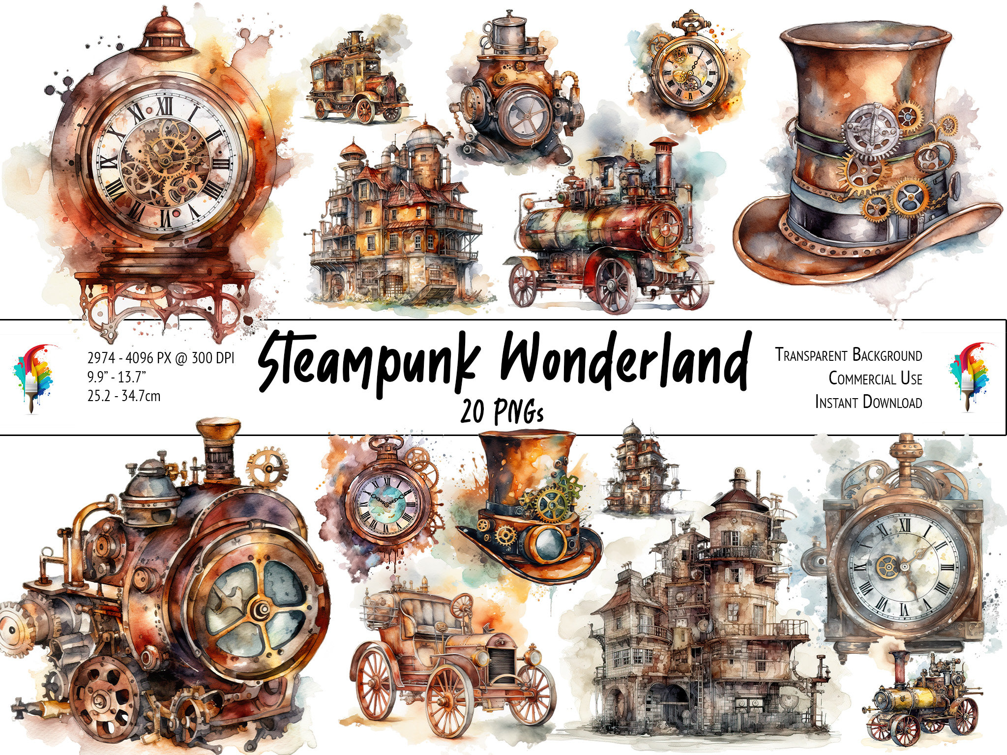 Steampunk Clock SVG for Printing and Cutting Projects, Steampunk