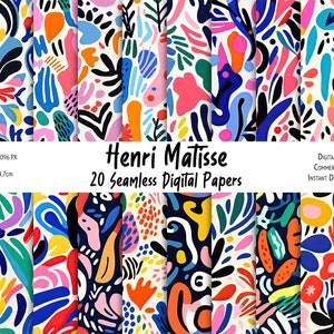 Matisse Digital Paper Bundle, Seamless Patterns im Stil von Henri Matisse - für Sublimation, Papier- und Stoffdruck und mehr