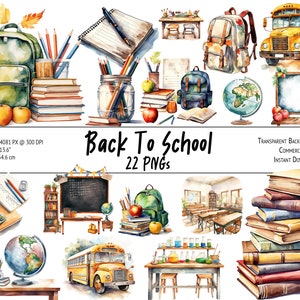 22 Back To School Cliparts Bundle, Teacher Graphics, School Graphics Bundle, Student Clipart - PNG, Instant Download, Commercial Use