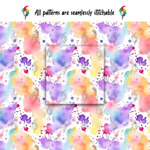 20 Pastel Watercolor Splashes, Seamless Digital Paper Bundle, Seamless ...