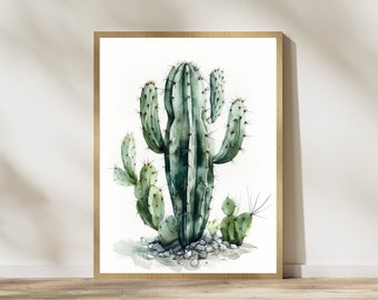 Watercolor Cactus Print, Desert Botanical Art (Digital Download)
