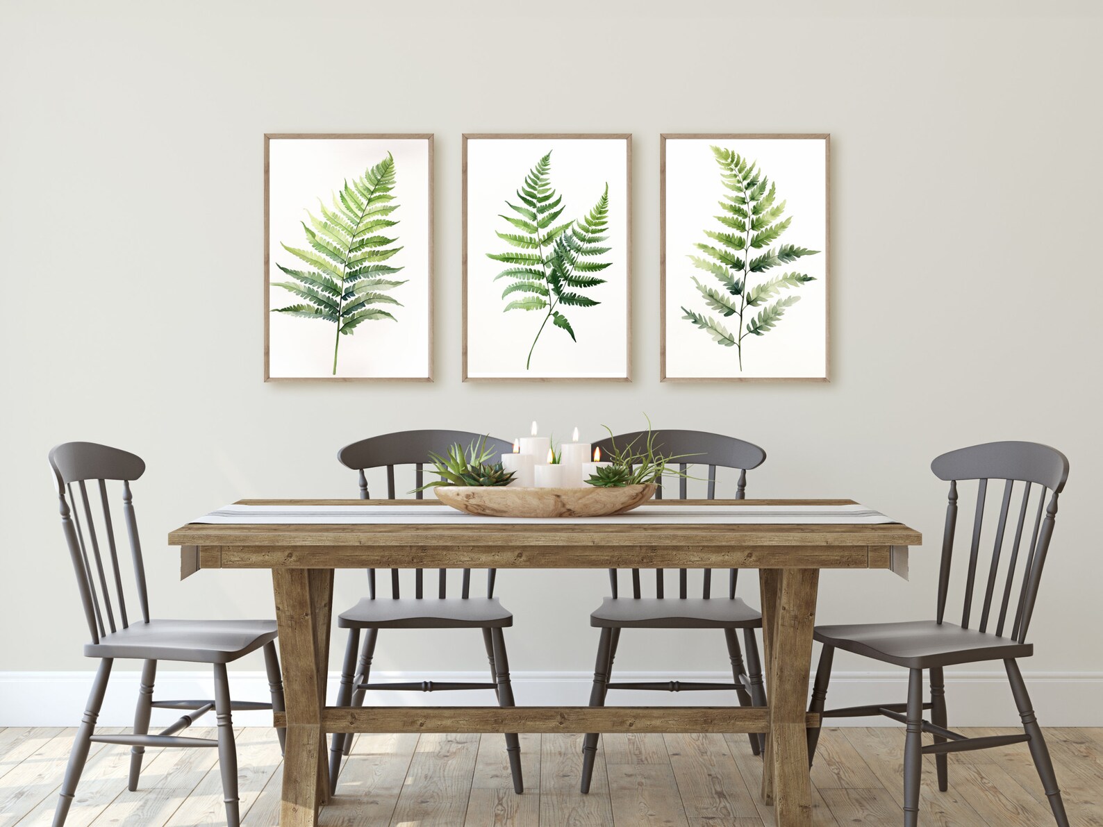 Fern Set of 3 Watercolor Fern Art Set of 3 Botanical Wall - Etsy