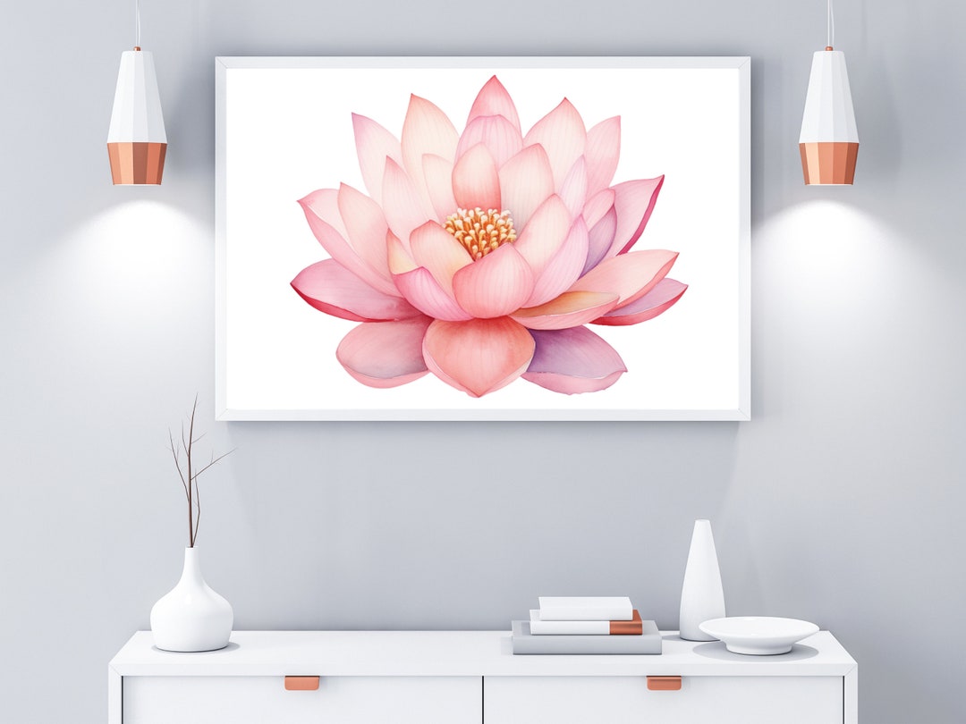 Lotus Flower Canvas Print, Floral Wall Decor, Beautiful Pink Flower ...