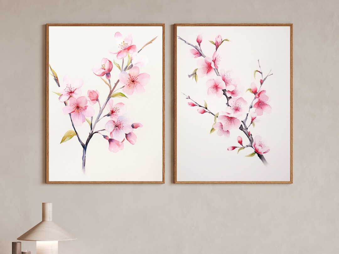 Japanese Cherry Blossom Set of 2 Blush Pink Flower Etsy
