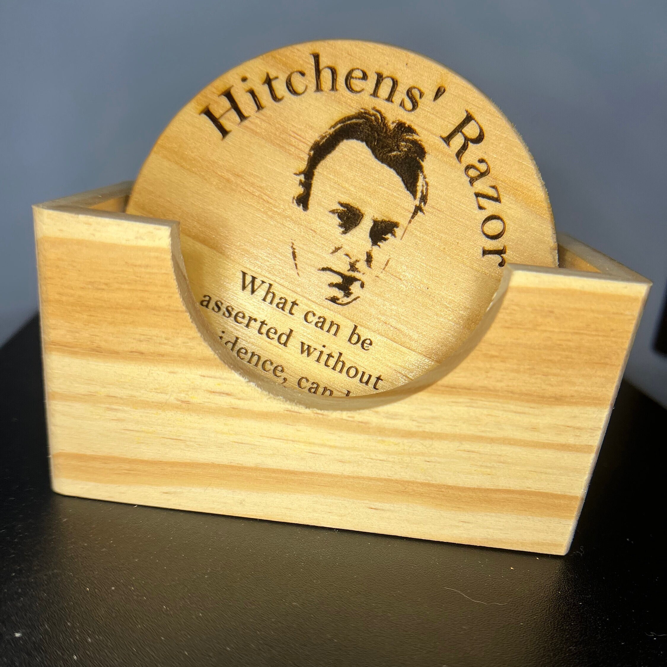 6 4 X 4 Wooden Coasters Hitchens Razor What Can Be Asserted Etsy Hong