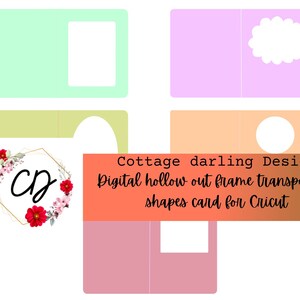 Hollow out frame shapes card| Greeting card with window shapes| Cricut PNG Digital cut files| Card with hollow frame shapes| Blank cut files