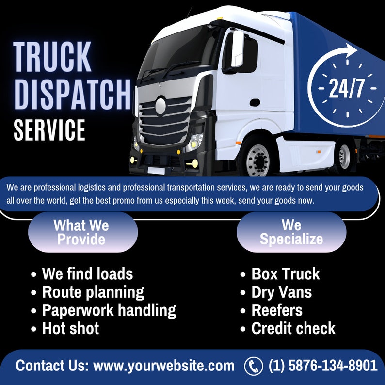 Truck Dispatch Flyer DIY Template Premade Flyer Design Etsy
