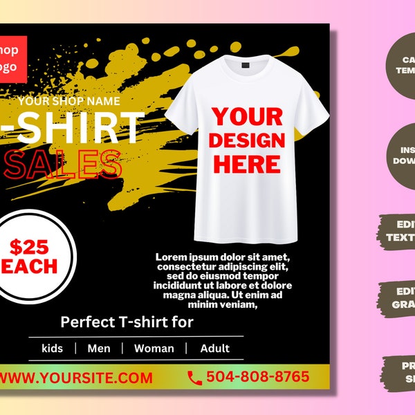 Social Media Flyer, Launch Event Flyer DIY Flyer Design, Tshirt Business Branding  Flyers, Instagram Flyer, Premade Business Flyer Template