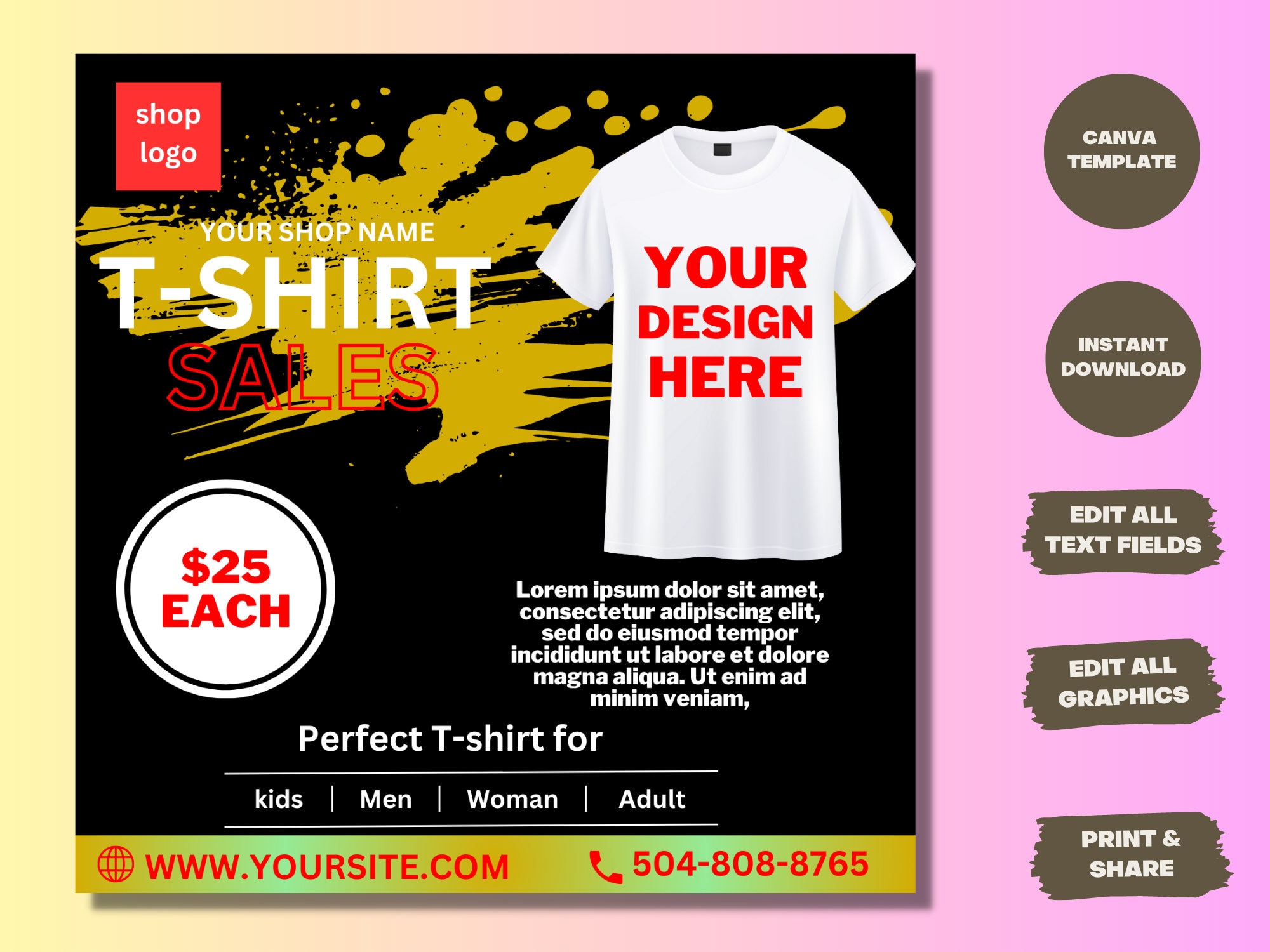 T-shirt printing business flyer Template