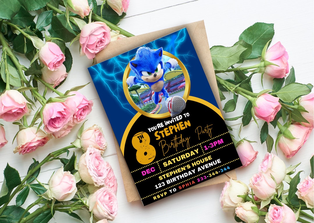 Sonic Birthday Invitations Template Superhero Invitation Etsy