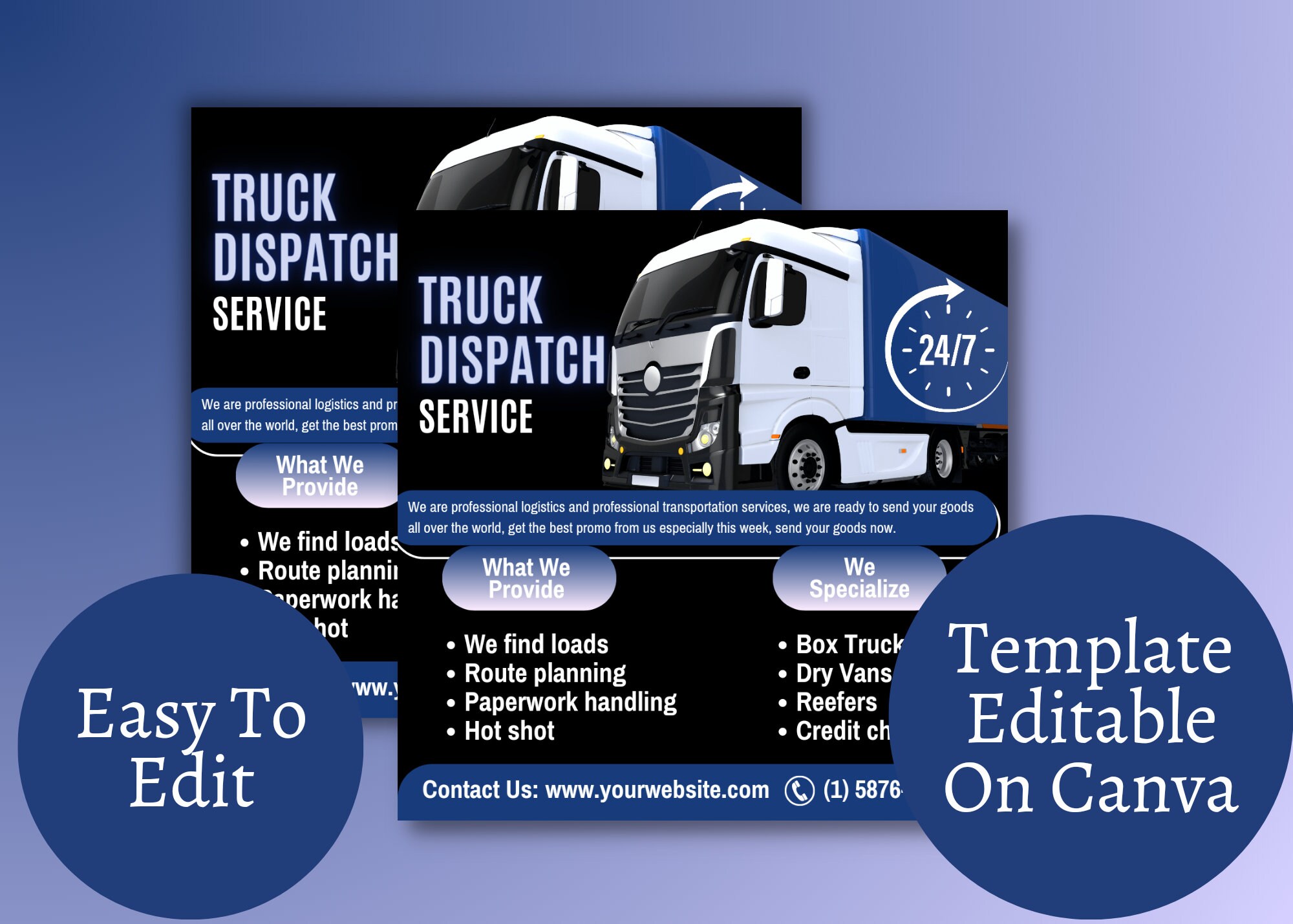 Dispatch Rider Flayers Truck Dispatch Flyer, DIY Template, Premade Flyer Design, Business ...