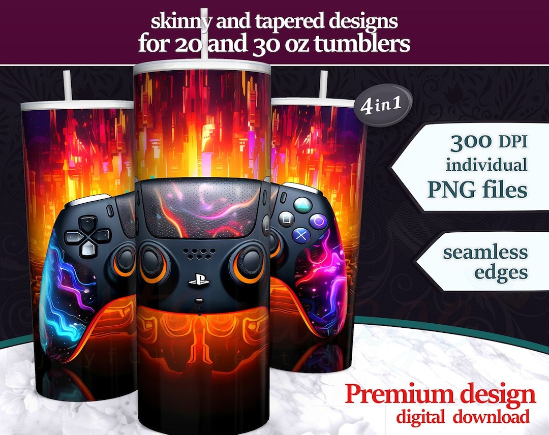 PS5 Controller Neon City | High Quality Downloadable Unique Tumbler ...