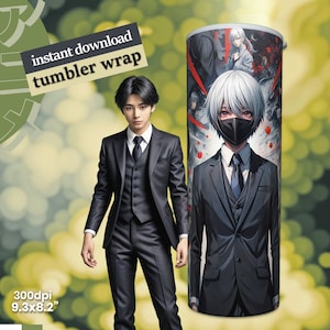 Anime tumbler wrap - high quality downloadable unique tumbler wrap sublimation design, DIY, 20 oz, PNG, gift, 300 dpi