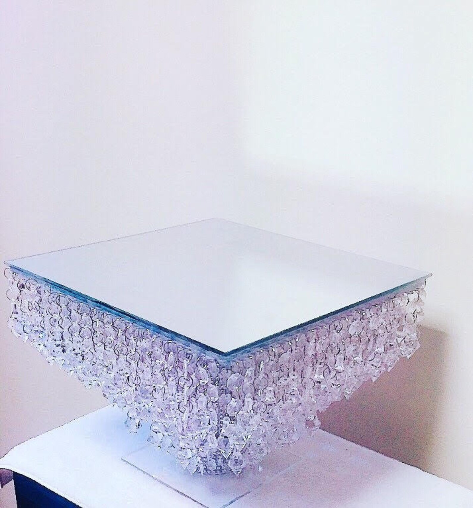 Crystal SQUARE Cake Stand With Led Light Etsy