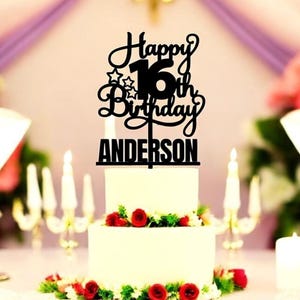 Personalized 16th Birthday Cake Topper: Acrylic or Wood