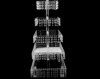 Square Acrylic Cupcake Stand with Hanging Crystals