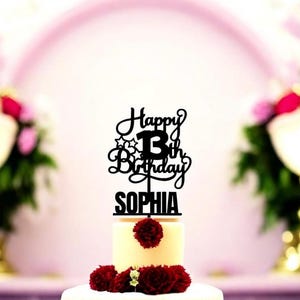 Personalisierte 13. Geburtstag Cake Topper 13. Geburtstag personalisiert | Acryl-Kuchendeckel | Kuchenstecker aus Holz