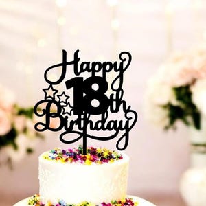 Happy 18th Birthday Cake Topper | 18th Birthday Cake Topper | Acrylic Cake Topper | Wood Cake Topper