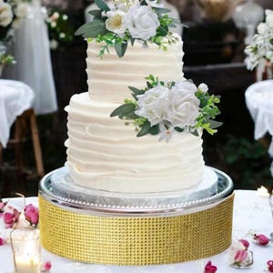 Gold Rhinestone Cake Stand: Bling Wedding Cake Riser, Custom Size