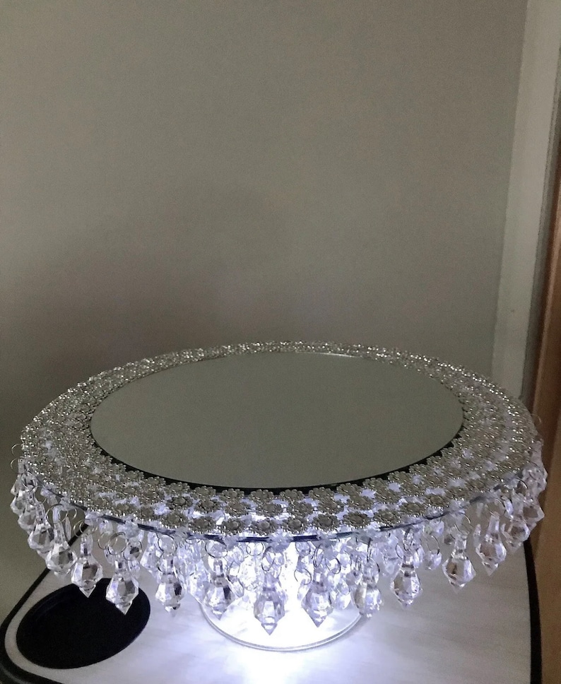 Mirror Top Crystal Cake Stand Etsy
