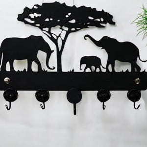Key holder for entry way |Key rack Housewarming gift | key hook key holder for wall No screw| Safari animal Elephant key hooks