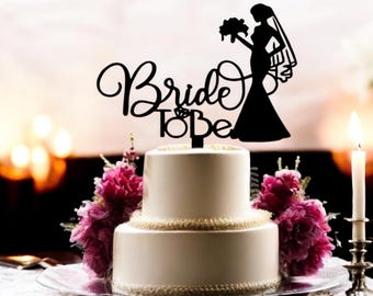 Bride To Be Cake Topper: Hand-Painted Wooden Bridal Shower Decor