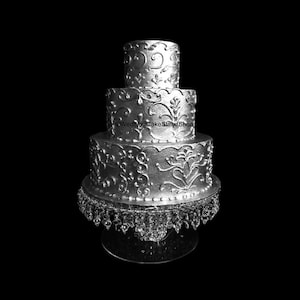 Mirror Top Silver Crystal Cake Stand For weddings