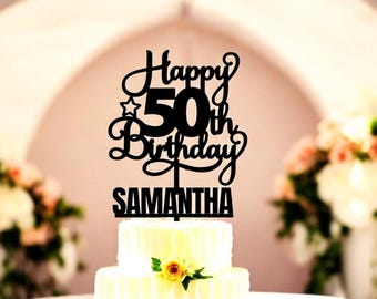 Decorazione per torta personalizzata per il 50° compleanno: acrilico o legno
