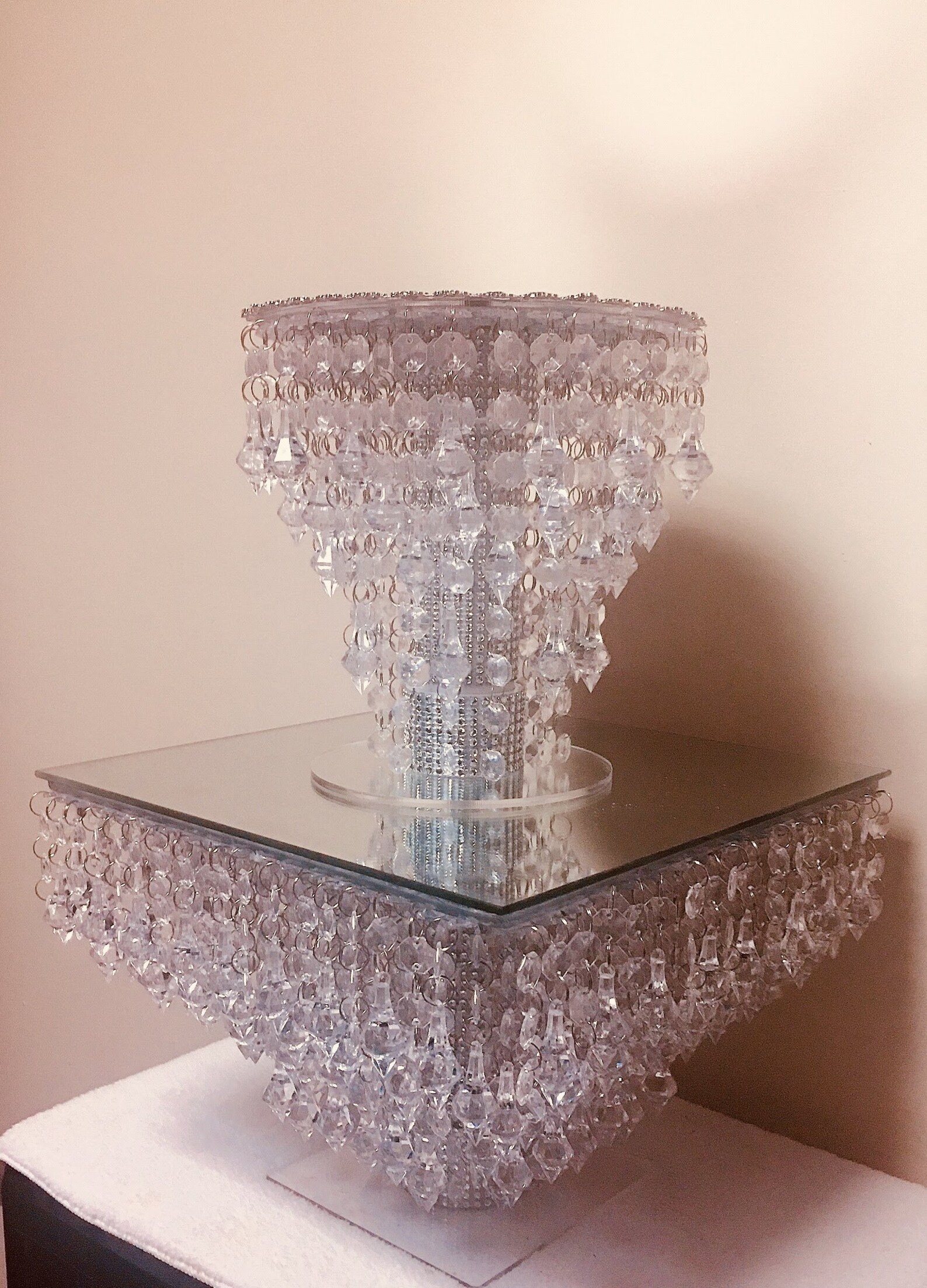 Crystal SQUARE Cake Stand With Led Light Etsy