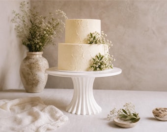 Soporte moderno para pasteles con borde estriado, pedestal impreso en 3D, mesa de postres para bodas.