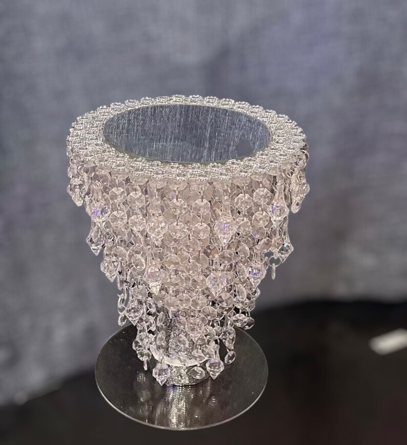 Jay Companies Exquisite Crystal Dessert Stand With Mirror Pedestal Base