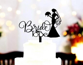 Hand-Painted Bride To Be Cake Topper: Bridal Shower Decoration