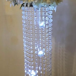 Crystal Chandelier Centerpiece – Multicolor LED Bead Light for Glam Tablescapes & Event Decor