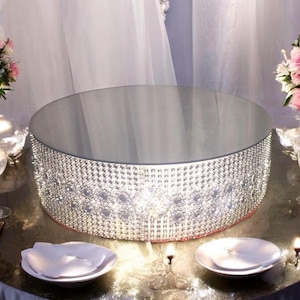 Mirror Top Rhinestone Cake Stand: Bling Wedding Cake Riser