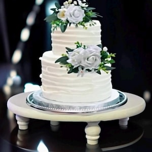 White Wooden Cake Stand: 16 Inch Handcrafted Wedding Pedestal