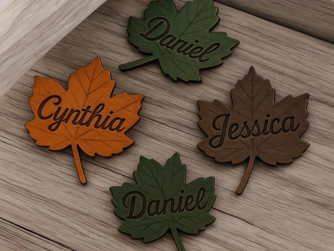 Custom Wood Leaf Name Tag: Thanksgiving Table Place Setting - Etsy