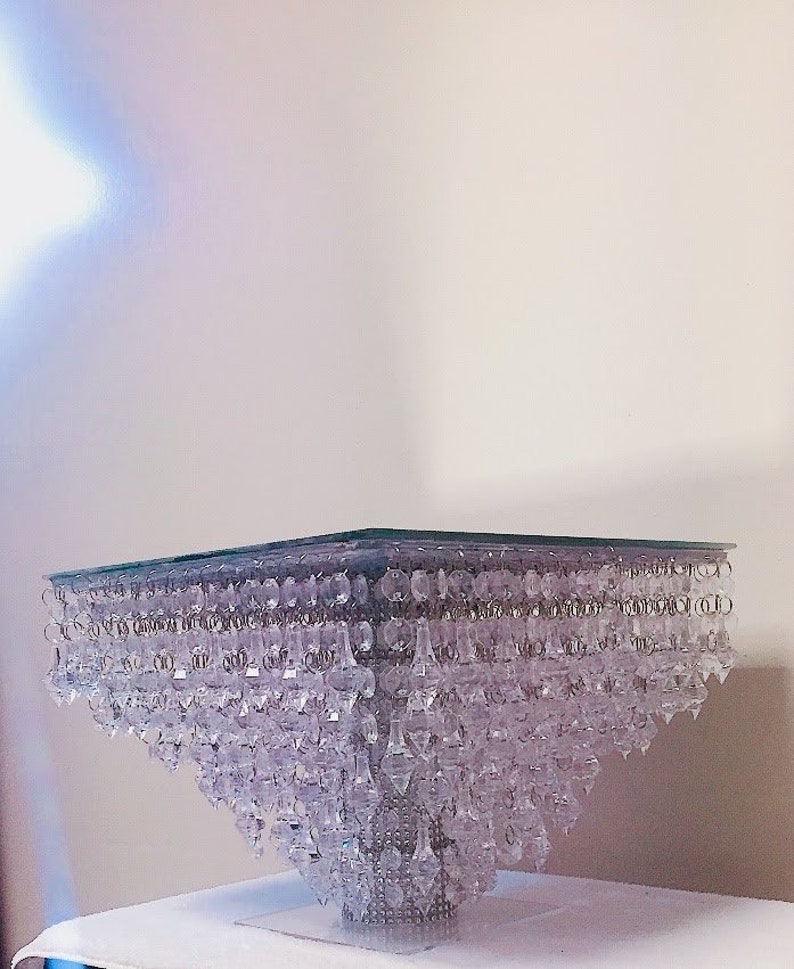 Crystal SQUARE Cake Stand With Led Light Etsy