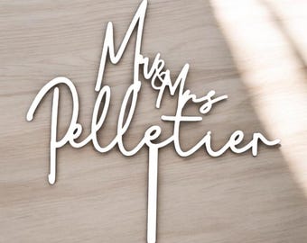 Personalisierter Holz Hochzeitstorte Topper: Mr und Mrs