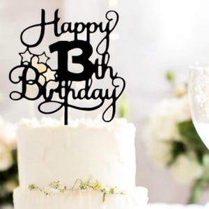 13歳のお誕生日おめでとうケーキトッパー | 13歳のお誕生日ケーキトッパー | アクリルケーキトッパー | 木製ケーキトッパー