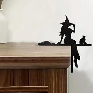 Witch on Broom Door Corner Topper: Halloween Decor