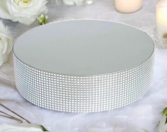 Silver Rhinestone Cake Stand: Bling Wedding Cake Riser, Custom Size
