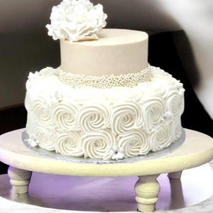 White Wooden Cake Stand: 12-Inch Rustic Wedding Pedestal
