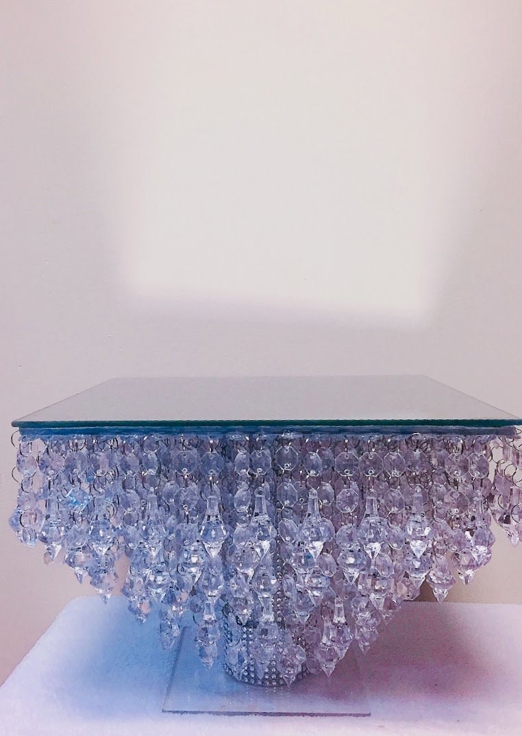 Crystal SQUARE Cake Stand With Led Light Etsy