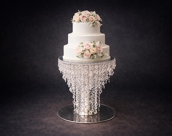 Lighted Crystal Cake Stand with Mirror Top