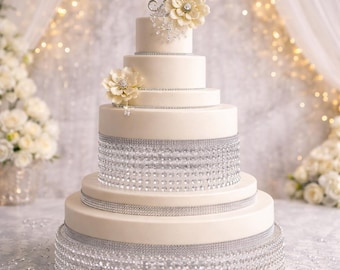Supporto per torte acrilico trasparente 3 piani con LED per eventi