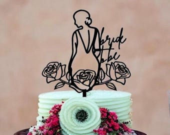 Curvy Bride Cake Topper: Hand-Painted Wooden Bridal Shower Decoration