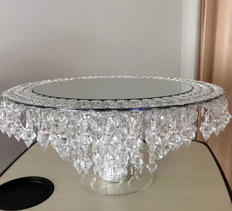 Mirror Top Crystal Cake Stand Etsy