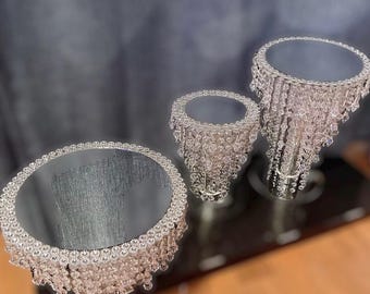 Mirror Top Crystal Cake Stand: Chandelier Style Party Decor